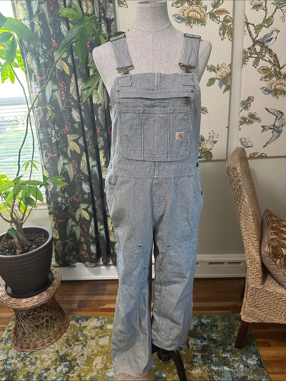 Carhartt Brewster Railroad
Striped Bib Overalls  Medium 8/10 Short Double Knee